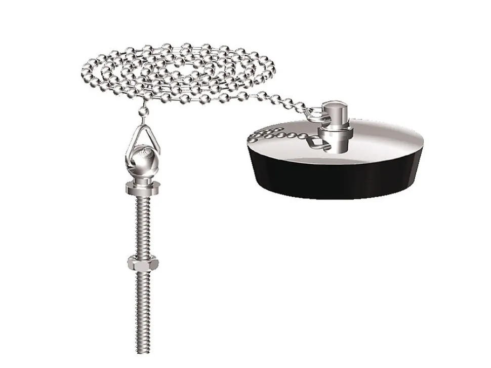 Bouchon d'évier 35x40 plaque inox à chainette avec borne - WATTS - 4642060