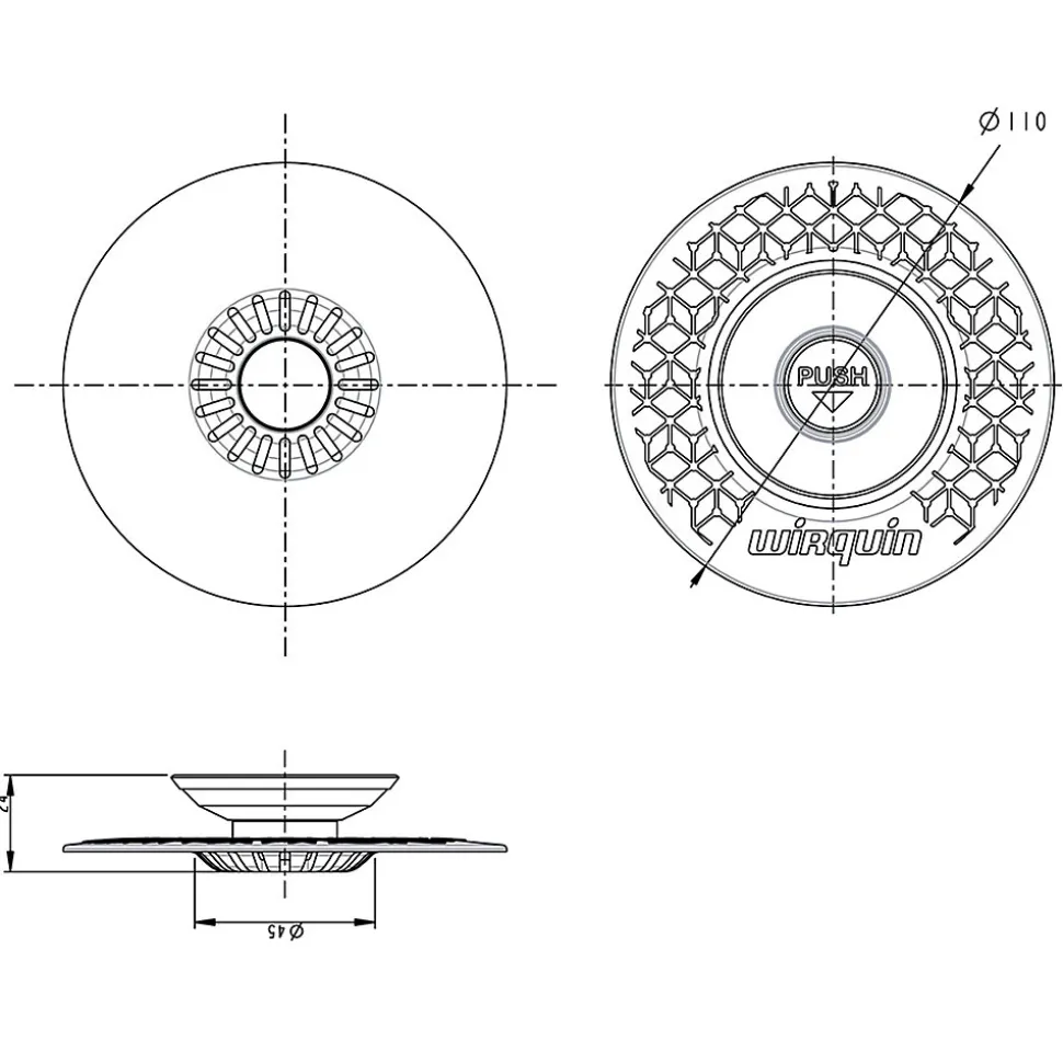 Bouchon universel Wirquin Uppy 2 en 1 ø110 mm rouge