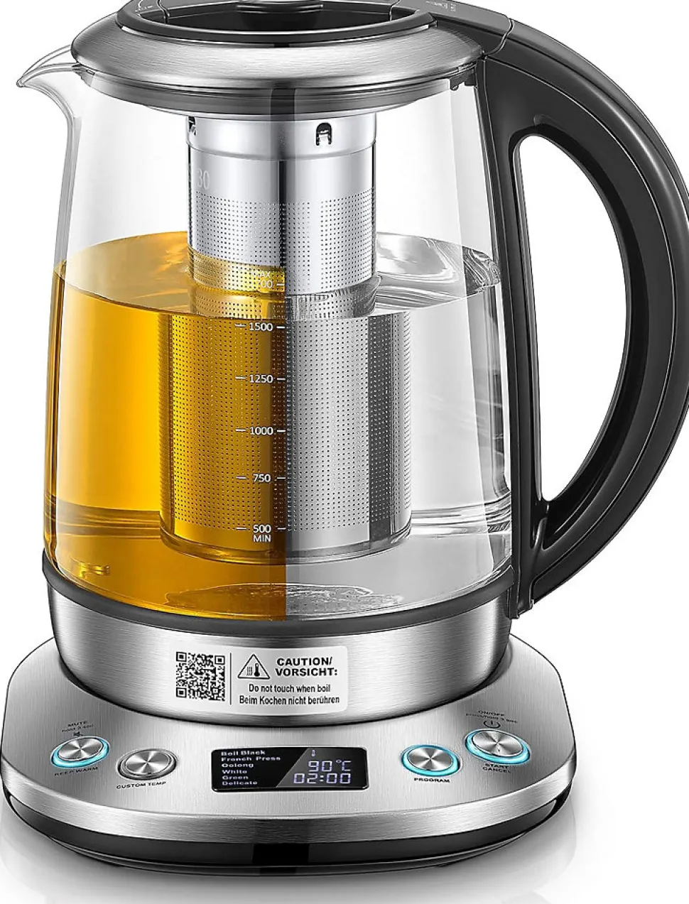 Bouilloire de 1,7L verre & inox 2200W