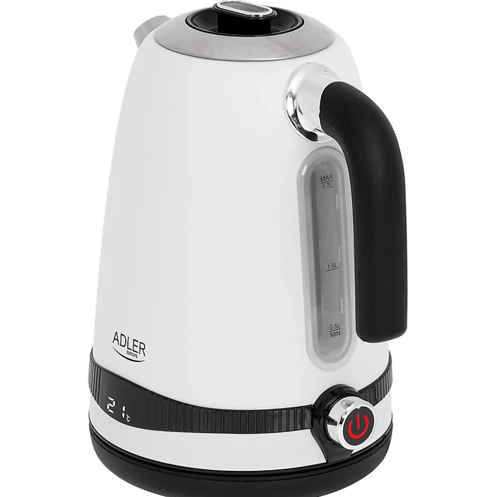 Bouilloire en métal Blanche Adler AD 1295 1,7 L avec écran LCD et contrôle de la température