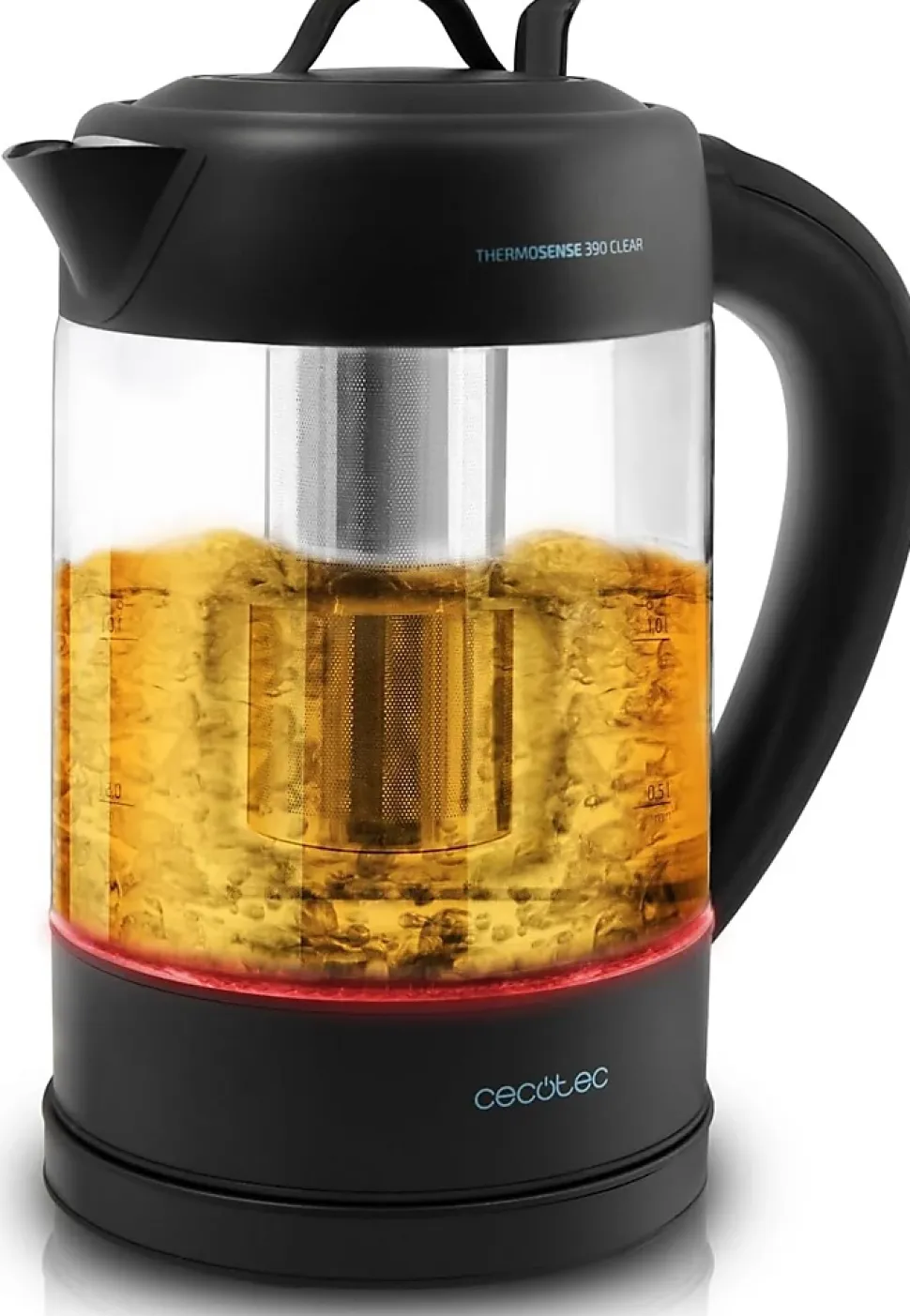 Bouilloire électrique 1,7 L Noir Verre 2-en-1 Théière