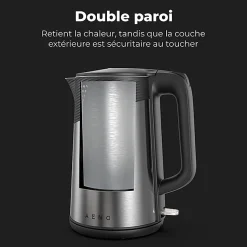 Bouilloire Électrique EK3 : 1850-2200W, 1.7L, Sécurité et Parois Doubles