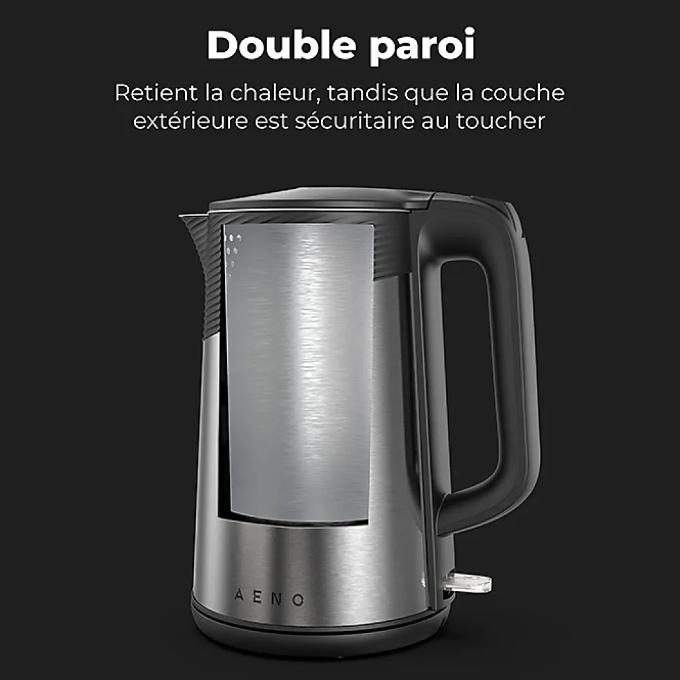 Bouilloire Électrique EK3 : 1850-2200W, 1.7L, Sécurité et Parois Doubles