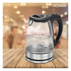 Bouilloire électrique en verre 1,5L 2200W Bomann WKS 6032 G CB