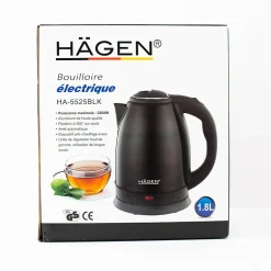 Bouilloire électrique 1.8L inox sans fil Noir Hagen HA5525-BLK