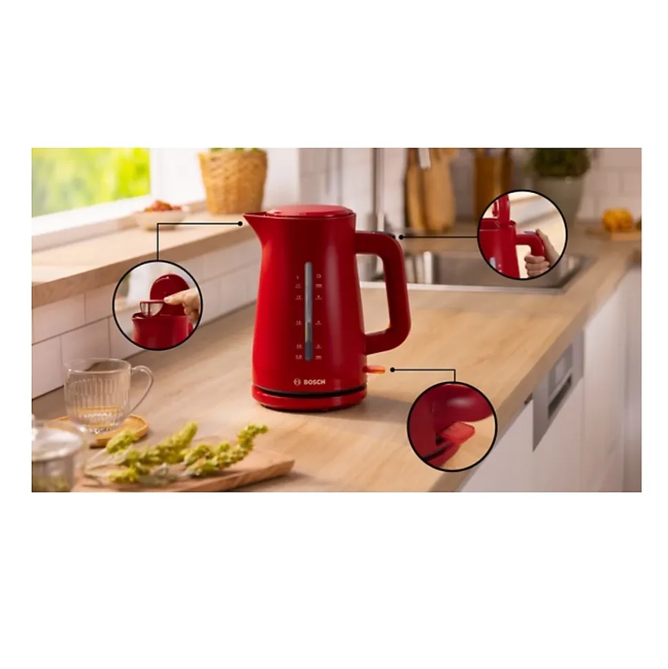 Bouilloire électrique 1.7l 2400w rouge Bosch TWK3M124 mymoment