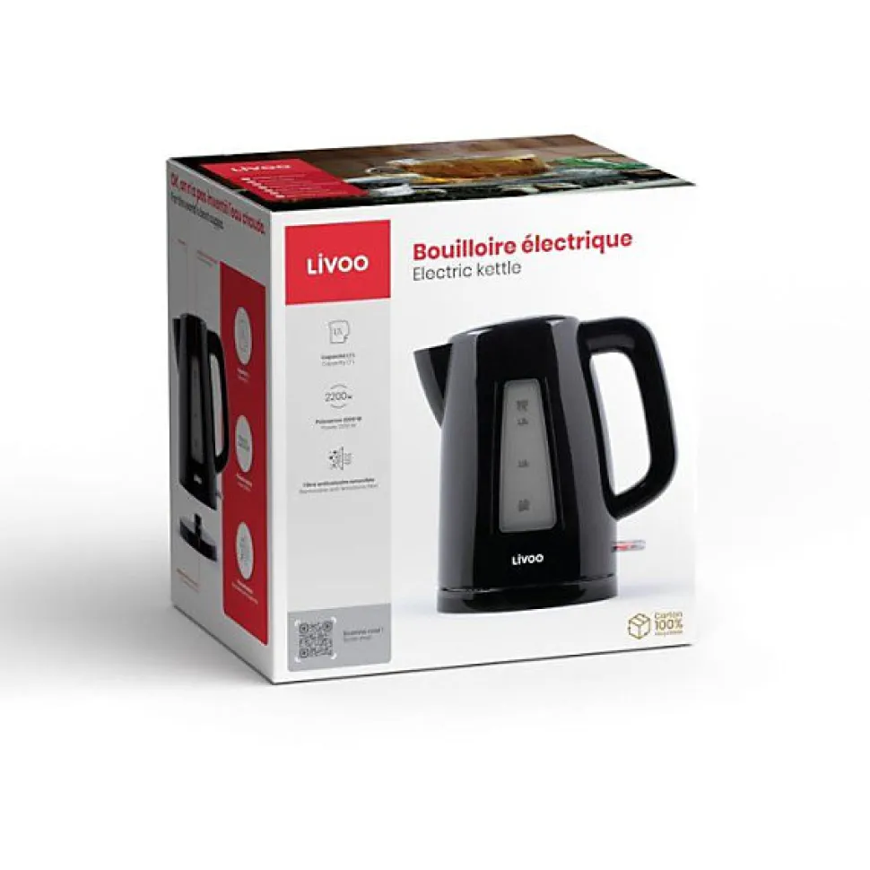 Bouilloire électrique sans fil 1.7 L noire