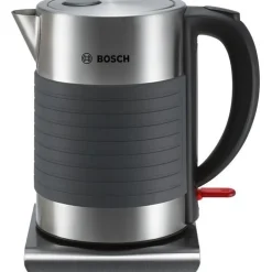 Bouilloire sans fil Bosch TWK7S05 en acier inoxydable noir de 1,7 L avec sécurité intégrée