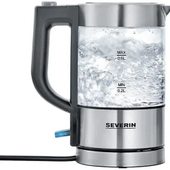 Bouilloire sans fil 0.5l 1100w inox brossé/noir Severin 3472