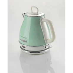 Bouilloire Vintage 1L Vert - ARIETE - 1630 Watt - Métal - Coulée sans fil - Socle 360 degrés