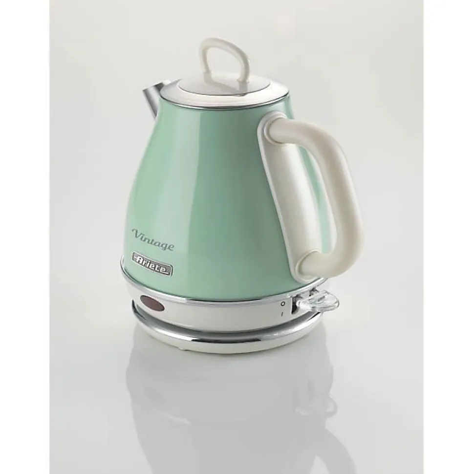 Bouilloire Vintage 1L Vert - ARIETE - 1630 Watt - Métal - Coulée sans fil - Socle 360 degrés