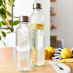 Bouteille en verre transparent H. 23 cm Guy Levasseur