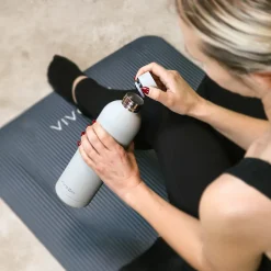 Bouteille, gourde isotherme chaud ou froid en acier inoxydable, réutilisable - 500 ml - Gris clair - Vivezen