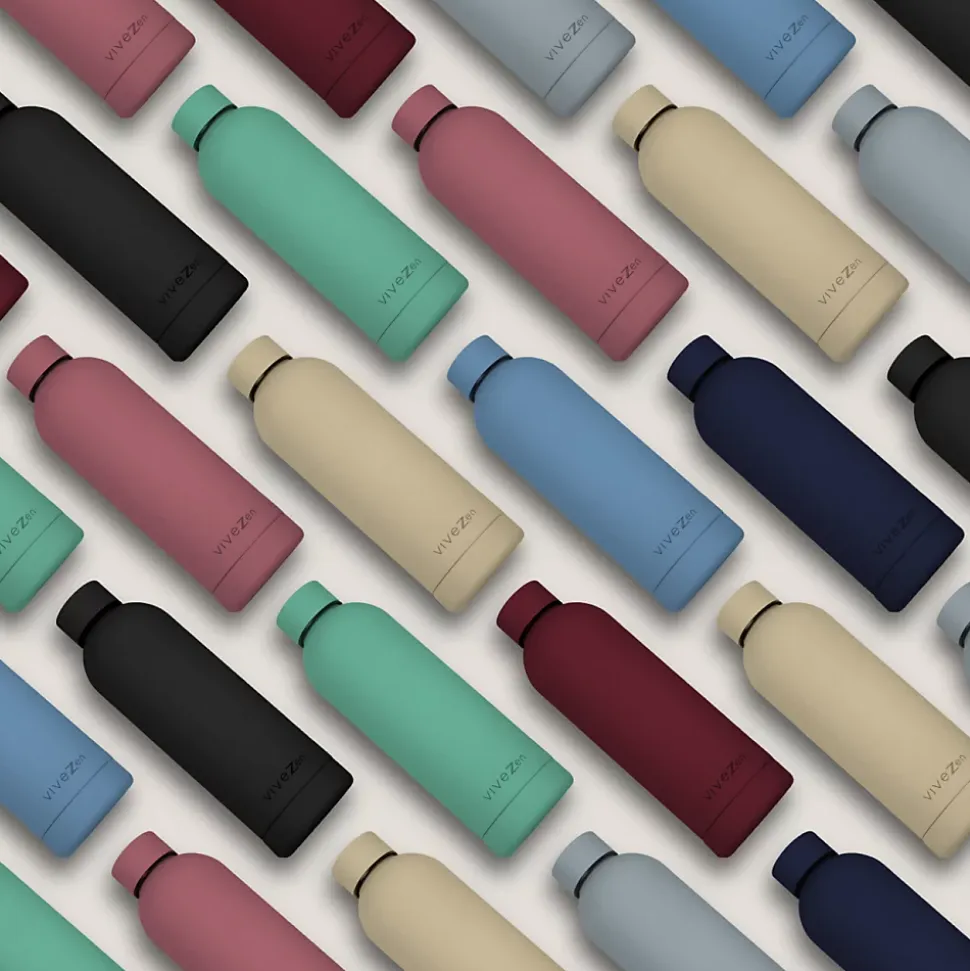 Bouteille, gourde isotherme chaud ou froid en acier inoxydable, réutilisable - 750 ml - Noir - Vivezen