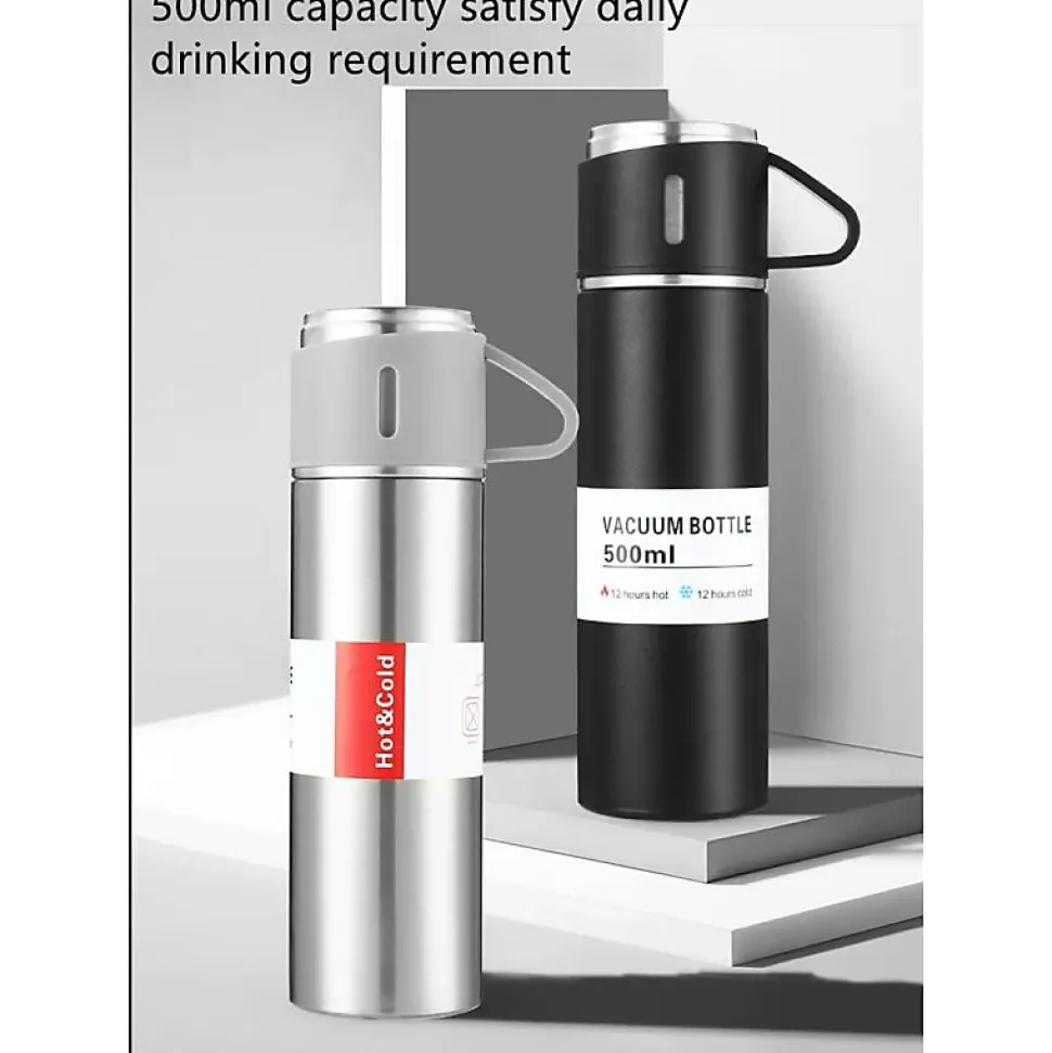 Bouteille isotherme en acier inoxydable 500ml Herzberg HG04210-BLK