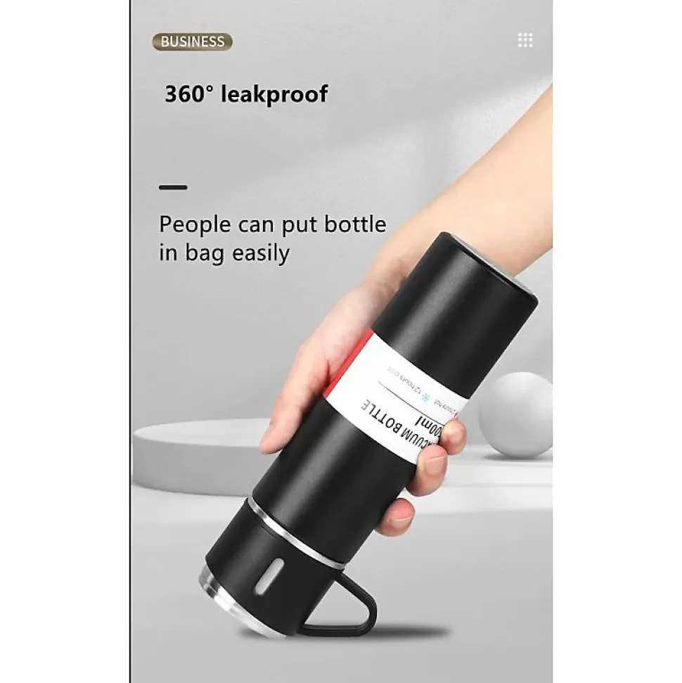 Bouteille isotherme en acier inoxydable 500ml Herzberg HG04210-BLK