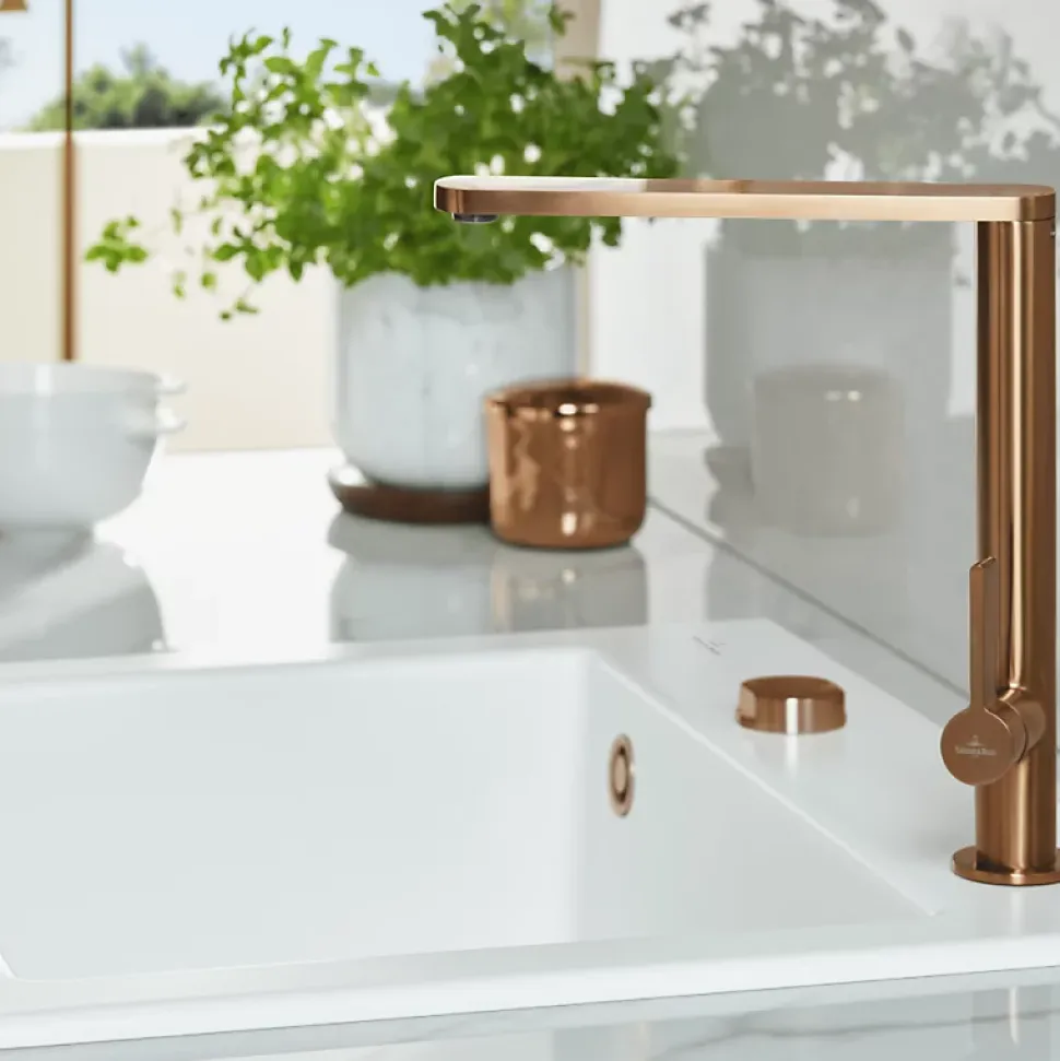 Bouton pour mécanisme 2 cuves, VILLEROY & BOCH en acier inoxydable finition bronze