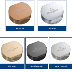 Bouton pour mécanisme 2 cuves, VILLEROY & BOCH en acier inoxydable finition or mat