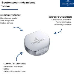 Bouton pour vidage évier 1 cuve VILLEROY & BOCH finition chromé