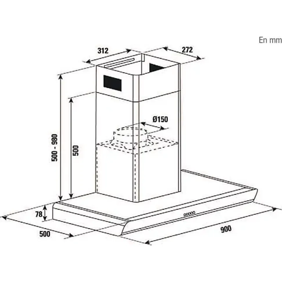 BRANDT Hotte décorative 90 cm inox BHB6902X