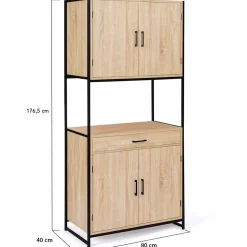 Buffet de cuisine 80 CM DETROIT meuble 4 portes design industriel + tiroir