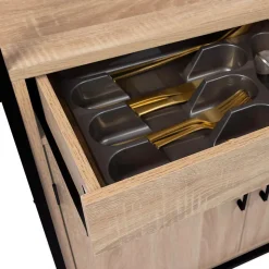 Buffet de cuisine 80 CM DETROIT meuble 4 portes design industriel + tiroir