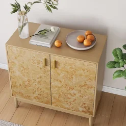 Buffet rustique bois massif, étagères réglables, armoires décoratives, salon/entrée