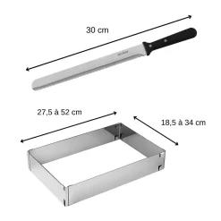 Cadre à gâteaux rectangulaire réglable et couteau à pâtisserie 30 cm Zenker Smart Pastry