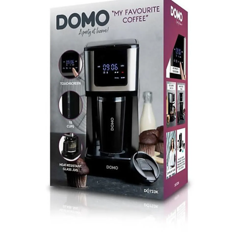 Cafetiere filtre - DOMO - DO733K - 900 W - 4 a 10 tasses - Ecran LCD - 3 intensités - Noir