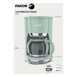 Cafetiere filtre - FAGOR - FG1560 - 1,5L - 12 tasses - Maintien au chaud