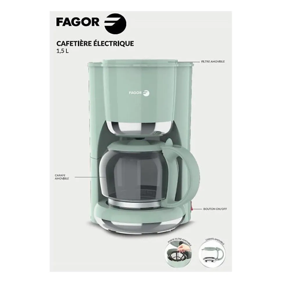 Cafetiere filtre - FAGOR - FG1560 - 1,5L - 12 tasses - Maintien au chaud