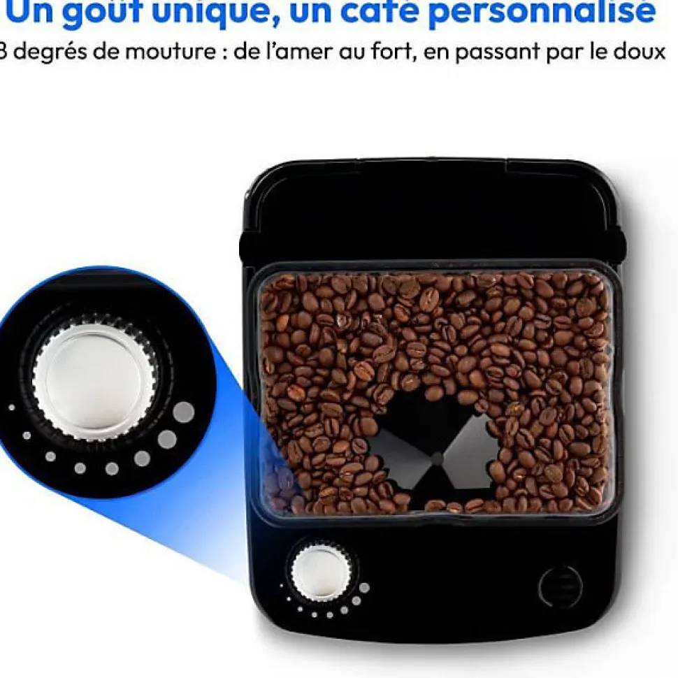 Cafetiere Filtre Digitale avec Broyeur - MEDION - 1000W - 1,5L - Silver