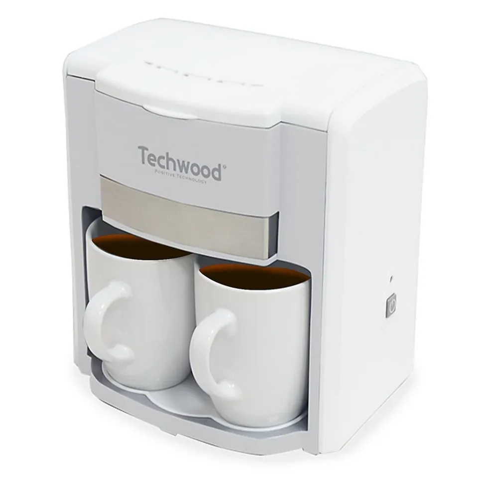 Cafetière 2 Tasses Duo Techwood TCA-202 Puissance : 420-500W - Coloris Blanc - deux tasses en porcelaine inclus