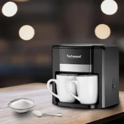 Cafetière 2 Tasses Duo Techwood TCA-206 Puissance : 420-500W- Coloris Noir - deux tasses en porcelaine inclus