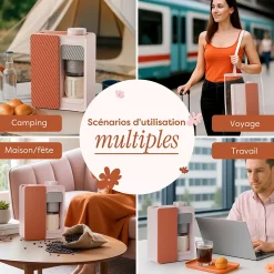 Cafetière Portable 180 ml Machine à café 15 Bars Batterie intégrée et Secteur Compacte et Nomade Ciarra Bloom Box CBPCM551-P