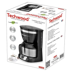Cafetières Inox Isotherme Techwood TCA-1086I - Capacité du réservoir : 1L (10/15 Tasses) - Coloris Noir