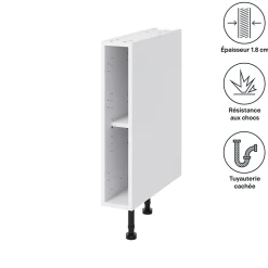 Caisson bas de cuisine blanc l.15 x H.72 x P.57 cm, GoodHome Caraway