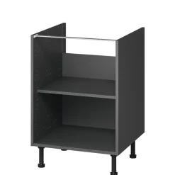 Caisson bas de cuisine Caraway GoodHome anthracite H. 72 cm x l. 60 cm