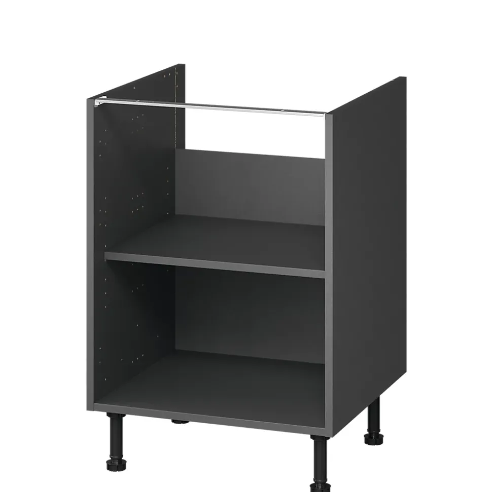 Caisson bas de cuisine Caraway GoodHome anthracite H. 72 cm x l. 60 cm