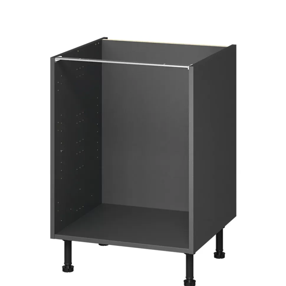 Caisson bas de cuisine Caraway GoodHome anthracite H. 72 cm x l. 60 cm