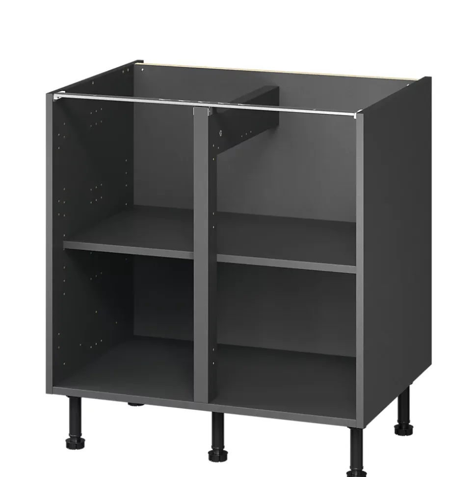 Caisson bas de cuisine Caraway GoodHome anthracite H. 72 cm x l. 80 cm