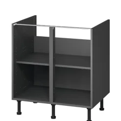 Caisson bas de cuisine Caraway GoodHome anthracite H. 72 cm x l. 80 cm