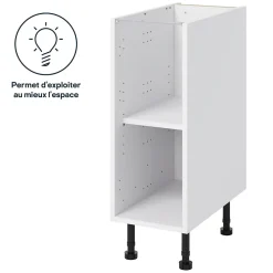 Caisson bas de cuisine GoodHome Caraway Blanc H. 72 cm x l. 30 cm