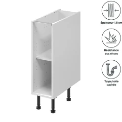 Caisson bas de cuisine GoodHome Caraway Blanc H. 72 cm x l. 30 cm
