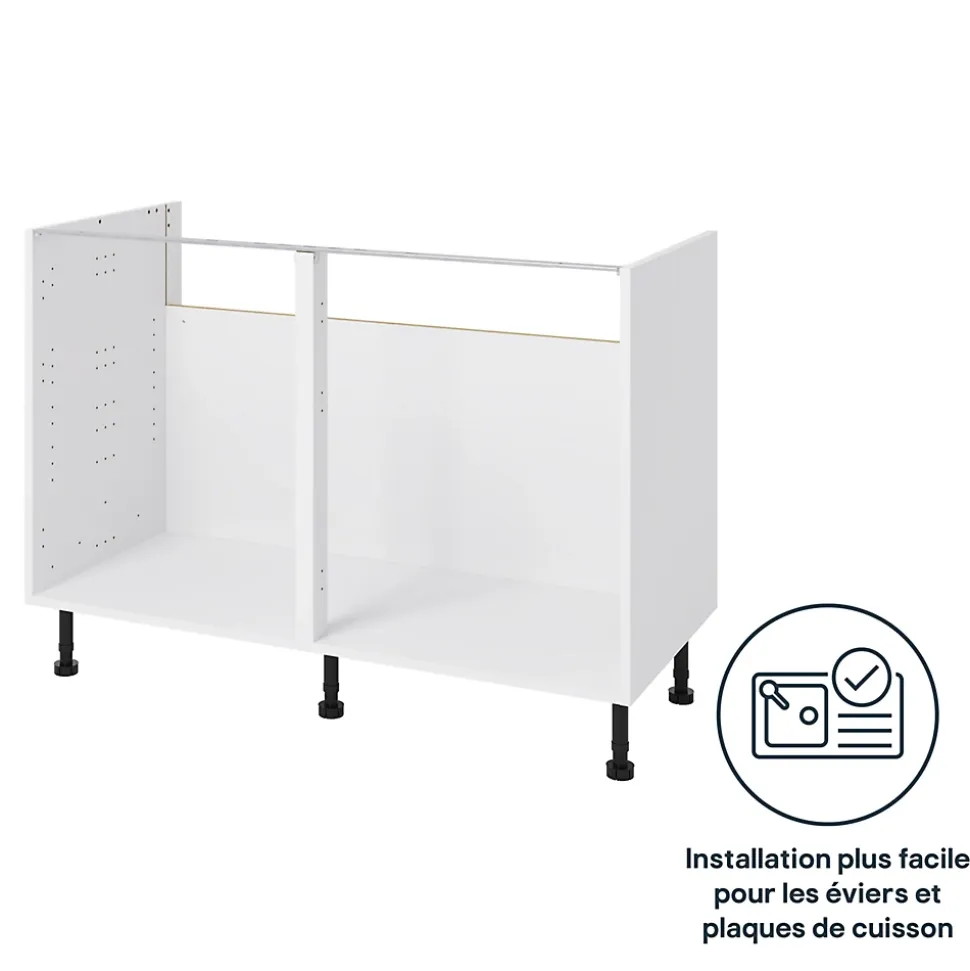 Caisson bas de cuisine GoodHome Caraway Blanc H. 72 cm x l. 120 cm