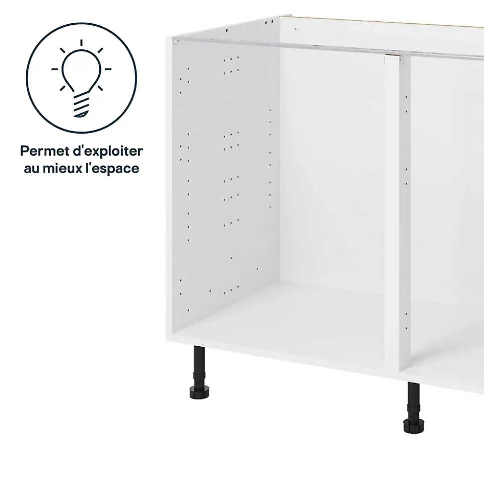 Caisson bas de cuisine GoodHome Caraway Blanc H. 72 cm x l. 120 cm