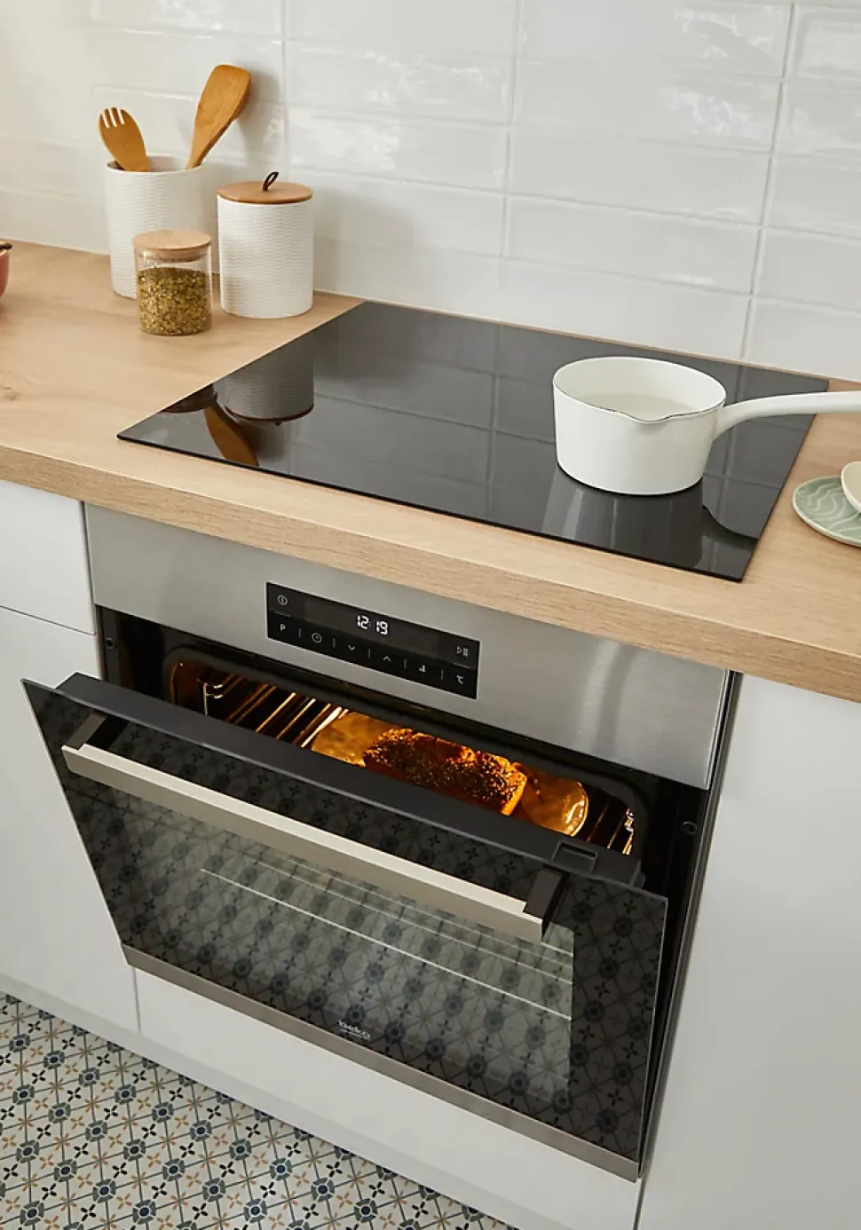 Caisson bas de cuisine pour four Caraway GoodHome blanc H. 72 cm x L. 60 cm