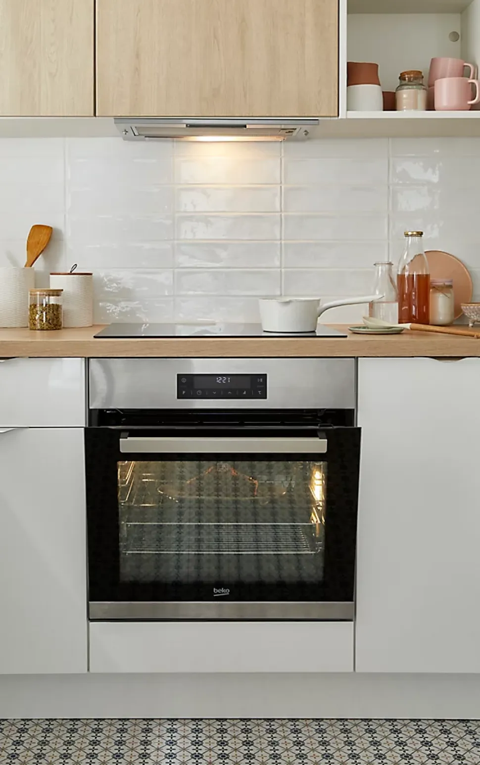 Caisson bas de cuisine pour four Caraway GoodHome blanc H. 72 cm x L. 60 cm