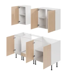 Caisson bas de cuisine pour four Caraway GoodHome blanc H. 72 cm x L. 60 cm