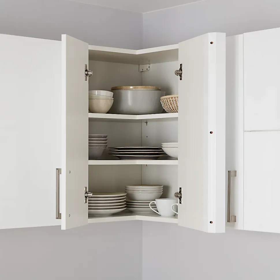 Caisson haut d'angle de cuisine 2 portes GoodHome Caraway Blanc H. 72 cm x l. 63 cm